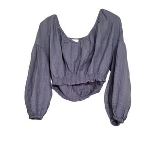 Universal Thread Women's Size XL Balloon Long Sleeve V-Neck Cropped Blouse